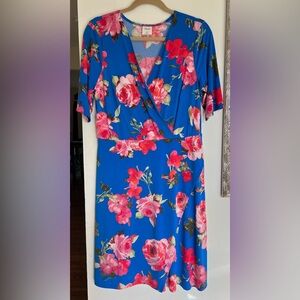 Soma Blue and Pink Floral Midi Dress